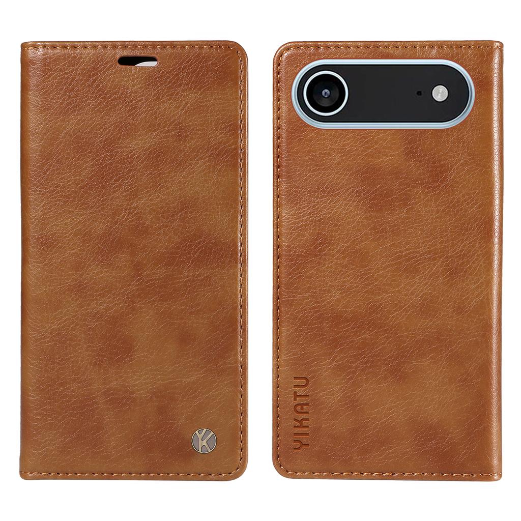 For iPhone 17 Air Wallet Case YIKATU YK-006 Magnetic Closure Leather Phone Cover Litchi Texture