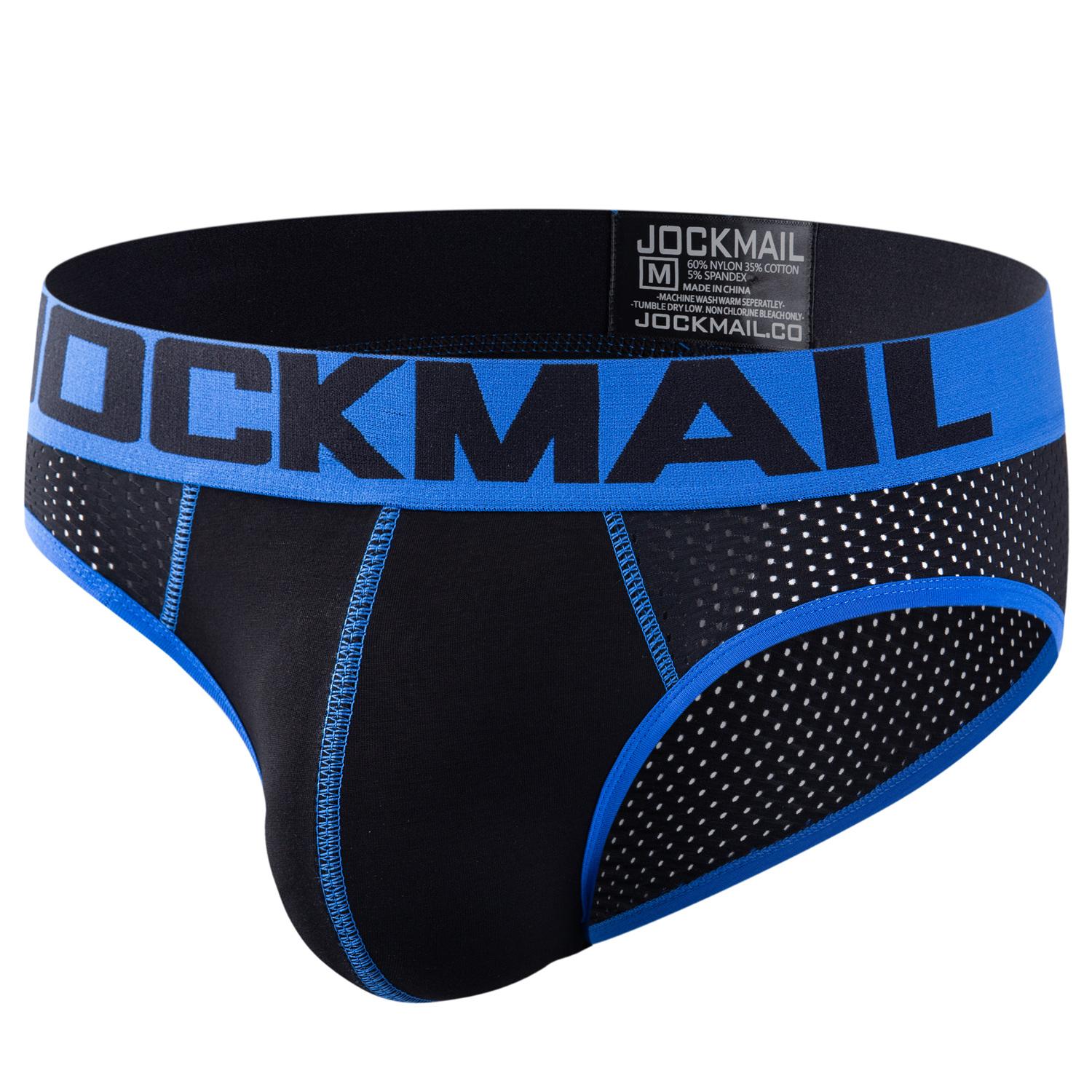 

Трусы JOCKMAIL, модное спортивное мужское нижнее белье с низкой талией, нейлоновая сетка, дышащие классические трусы с цветным дизайном M чёрный
