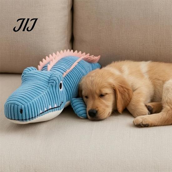 Aggressive Chewers Toys for Dogs Corduroy Crocodile Dog Toy, Squeaky Plush Chew Soft Cute Animal Shape Stuffed Small To Medium Biting, Interactive