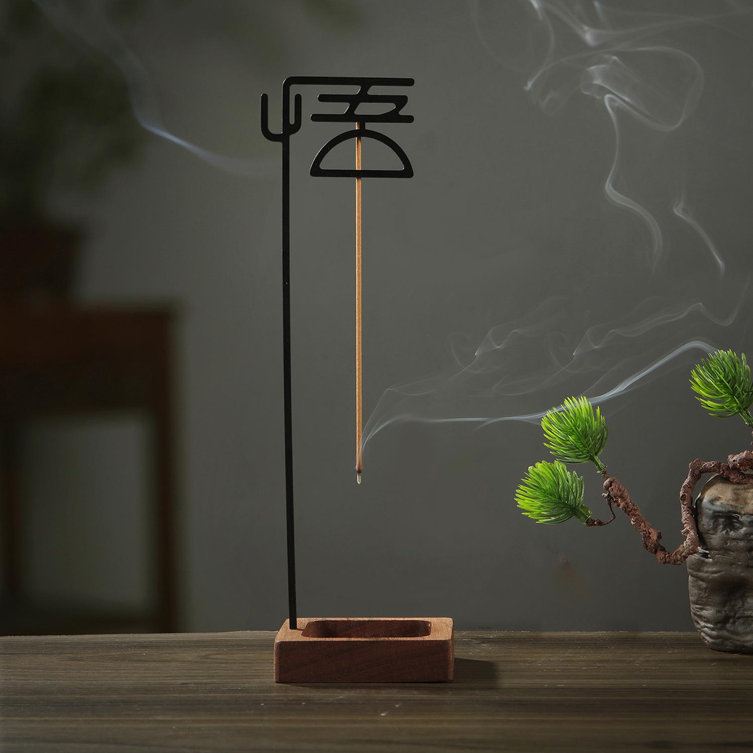 

Китайский держатель благовоний У для палочек, перевернутая курильница с деревянным улавливателем золы, буддийские принадлежности для домашнего декора