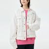Li Ning Letter Print Loose Wash Denim Jacket Unisex Jacket White AJDT069-1