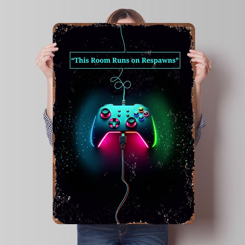 

Gaming Controller Neon Art Poster Customized Wall Art Vintage Metal Signs Retro Tin Plaque for Man Cave Living Room Decoration 7.9x11.8In(20x30cm)