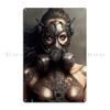 Girl With Gas Mask Zombie Soldier with Gasmask Metal Plaque Retro Wall Cave Wall Decor Designs Wall Plaque Tin Sign Poster