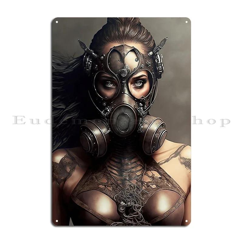 Girl With Gas Mask Zombie Soldier with Gasmask Metal Plaque Retro Wall Cave Wall Decor Designs Wall Plaque Tin Sign Poster