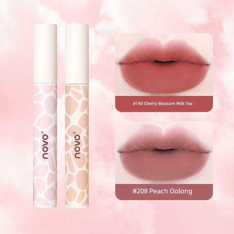 Novo Nude Color Series Lip Lacquer Fall and Winter Lipstick Female Matte Finish Velvet Low Saturation Lip Gloss Mud Plain Makeup White