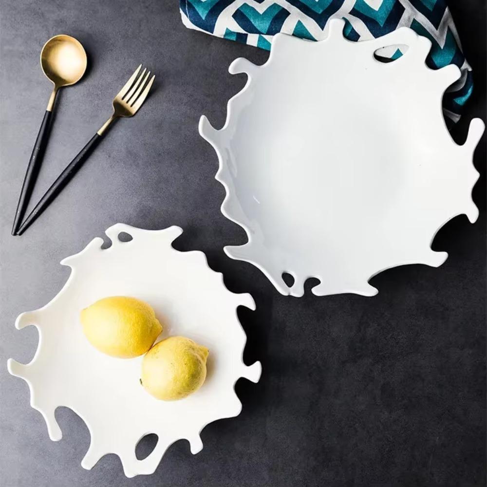 Nordic Style Irregular Porcelain Dinner Dish Heat-resistant Snack Tray Microwave Oven