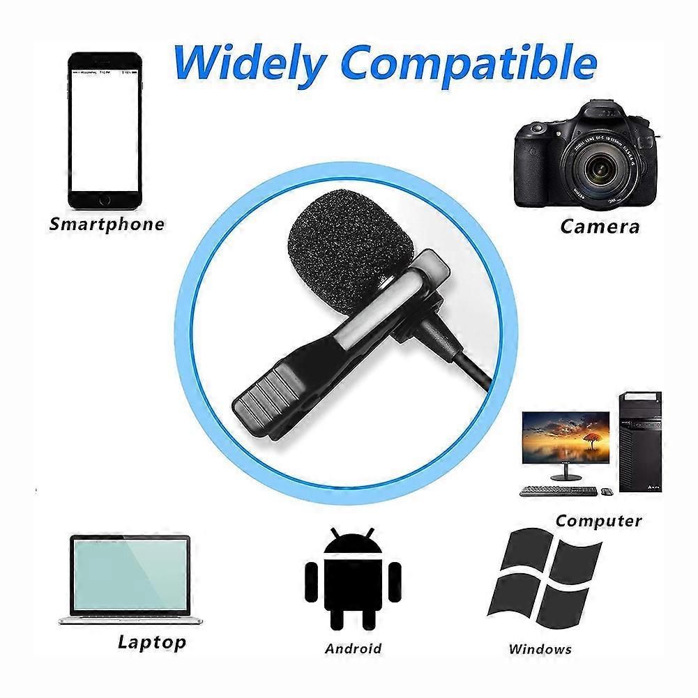3.5mm 10FT Lavalier Lapel Microphone for DSLR Camera, Camcorders, Audio Recorders PC,Tablet, Smartphone