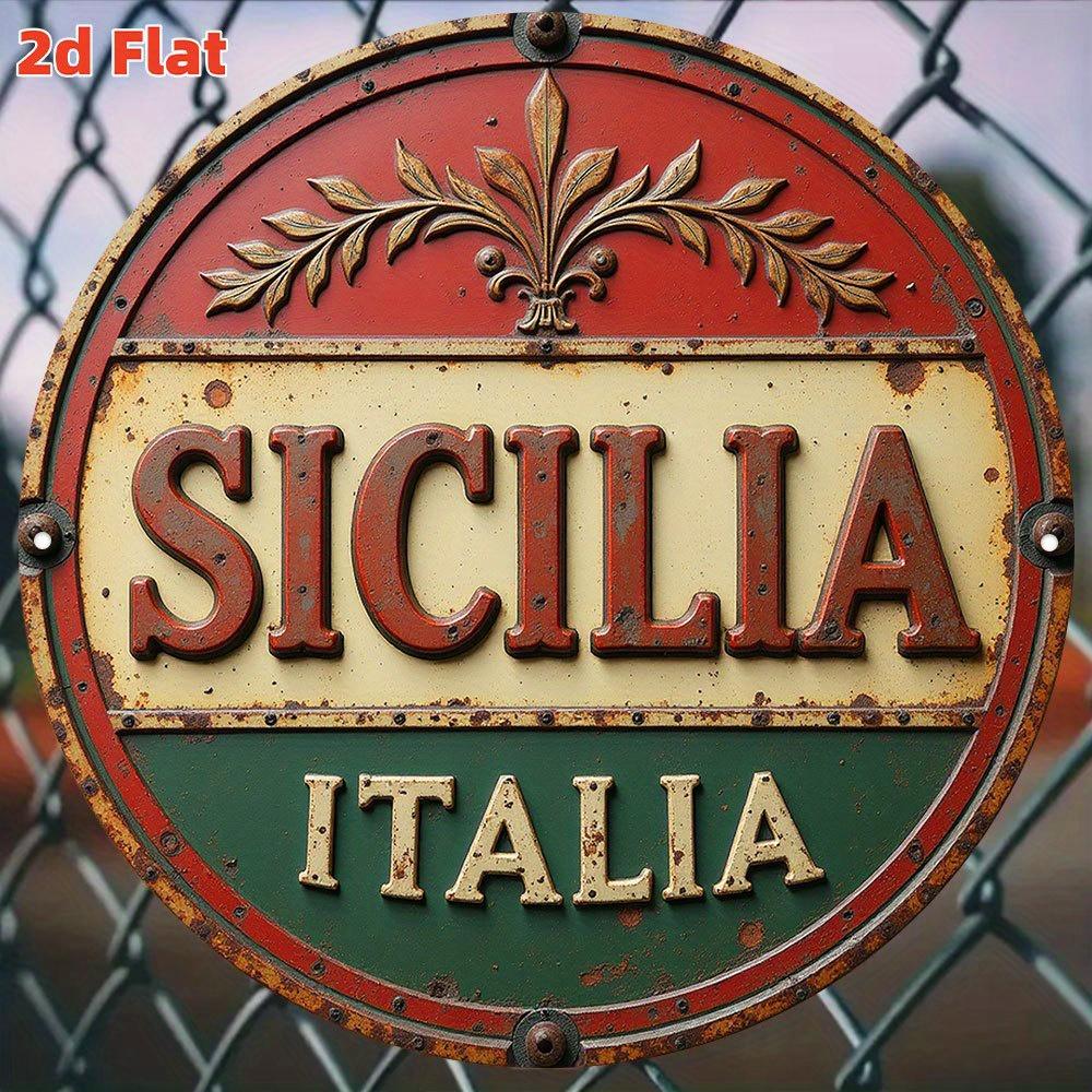 Vintage Metal Wall Art Vintage Metal Wall Art Sign  D Flat Sicilia Italia Rustic Aluminum Decor for HomeBar CafeGarage 20x20cm(8x8inch)