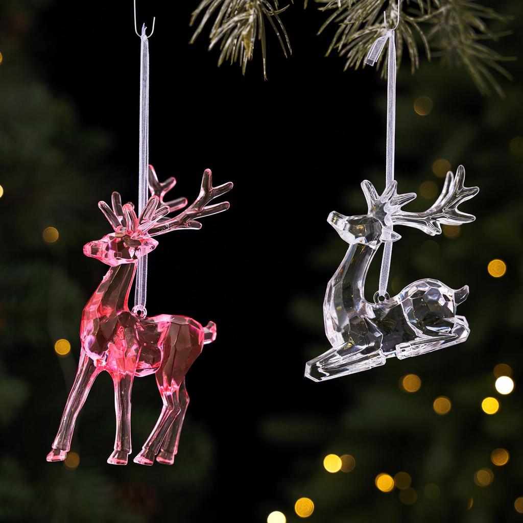 Boxed Christmas Acrylic Deer Charms and Window Scene Ornaments