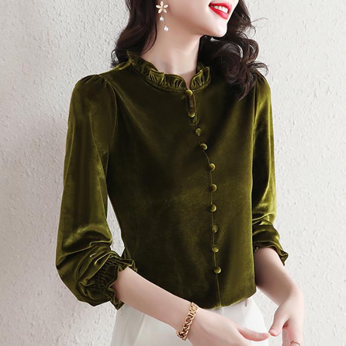 Spring Autumn Winter Velvet Middle Age Mom Top Slimming Women Outerwear Inner Wear Base Layer