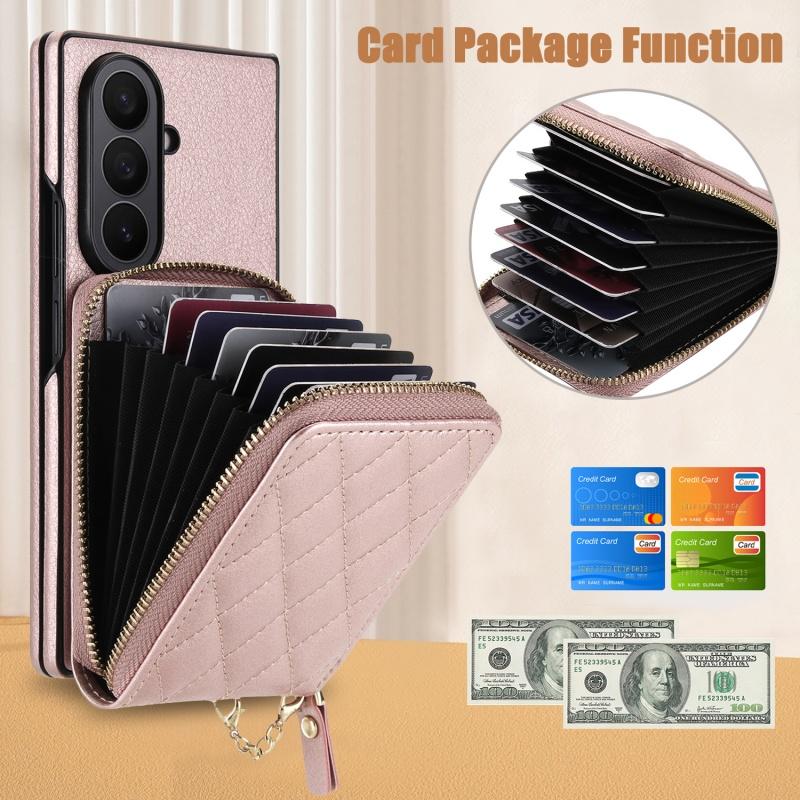 For Samsung Galaxy Z Fold 8 Ultra 7 6 5 Long Lanayrd Leather Zip Wallet Multi Card Phone Case Crossbody Flip Purse Holder Cover