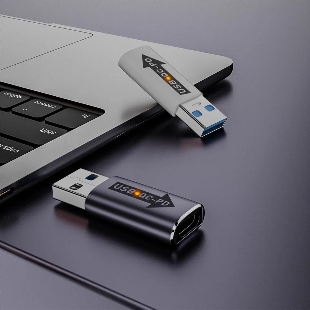 Type A To Type C Charger Converter QC 4.0 USB 3.1 To PD Type-C Adapter USB3.1 10Gbps USB Charging Adapter with Indicator Light