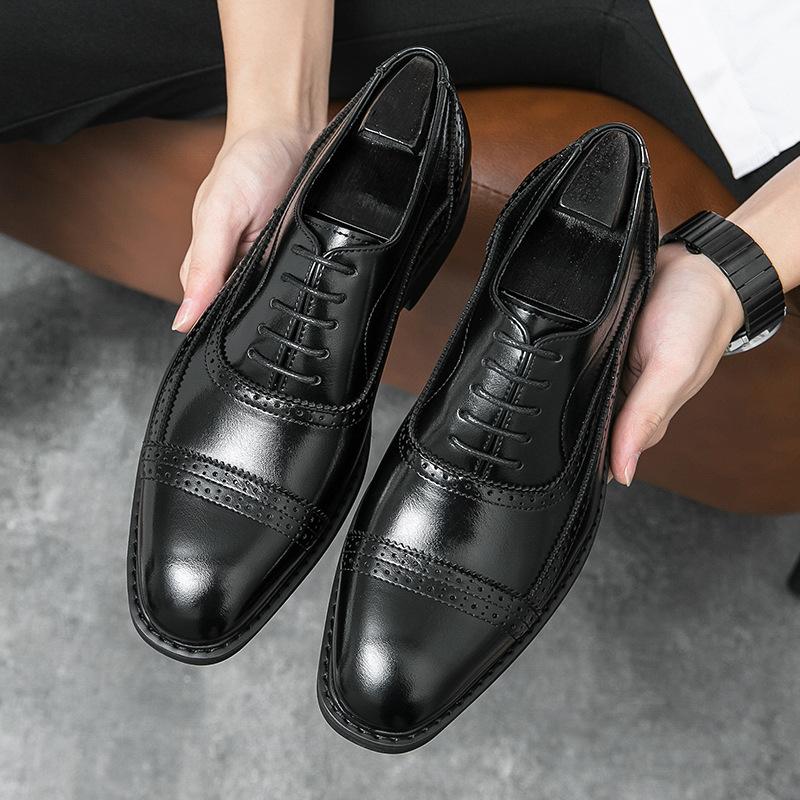 Foreign Trade Spring British Style Dress Oxford Shoes Men's Large Size Business Lace-up Leather Shoes Fashion Wedding Shoes Banquet Leather Shoes