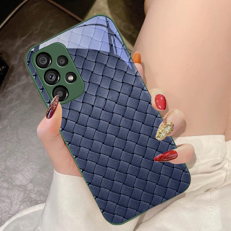 Simple Checkered Black For Samsung Galaxy S10 4G S20 11E 30 S21 21Fe 22 S24 Pro S23 Ultra 5G S8 S9 Tempered Glass Phone Case