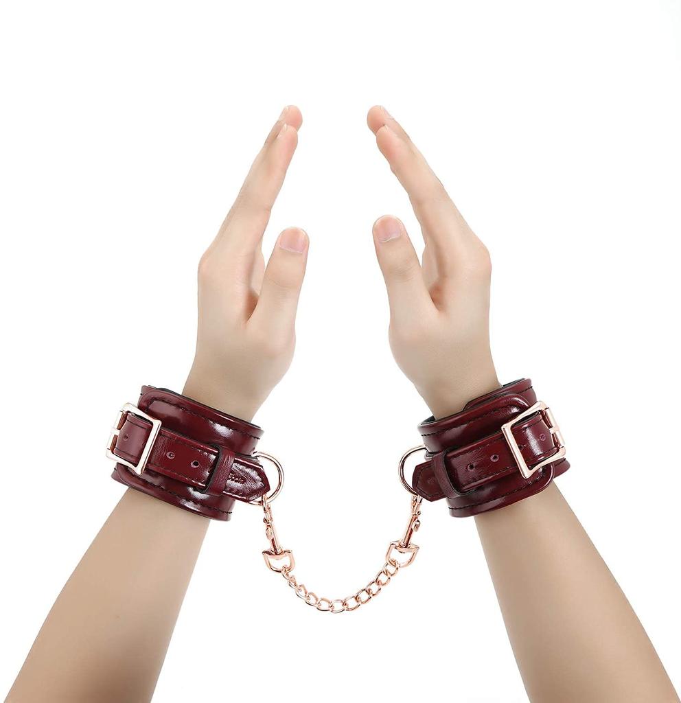 Liebe Seele SM Goods Restraint 4 Piece Set Wine Red Genuine Leather Cosplay Queen Luxury