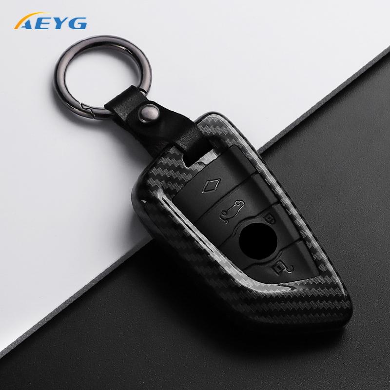 Abs Carbon Fiber Car Key Case Cover For Bmw X1 X3 X5 X6 X7 1 3 5 6 7 Series G20 G30 G11 F15 F16 G01 G02 F48 Keychain Accessories