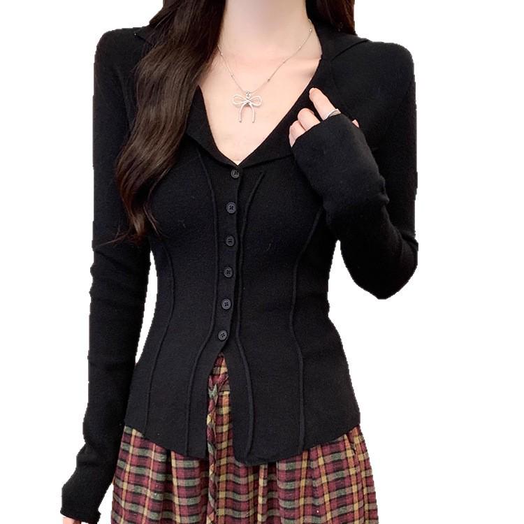 Women's Autumn & Winter Slimming Knit Cardigan with Retro Turn-Down Collar