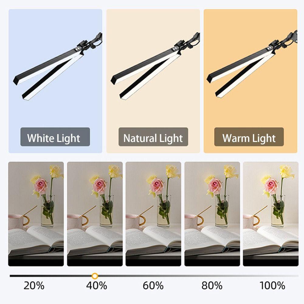 Flexible Rocker Arm LED Lamp 3 Modes Dimmable Folding Desk Light 360° Rotation Eye-Caring Reading Light Study