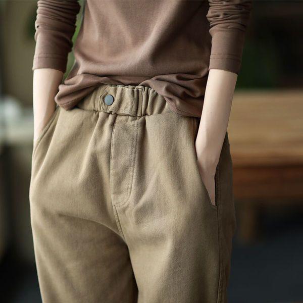 Dames harembroek met verdikte taille, herfst/winterstijl 2026, modieuze elastische taille, lange, comfortabele broek