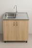 Single-Bowl Steel Sink with Faucet Hole & Faucet & Siphon, 80x60