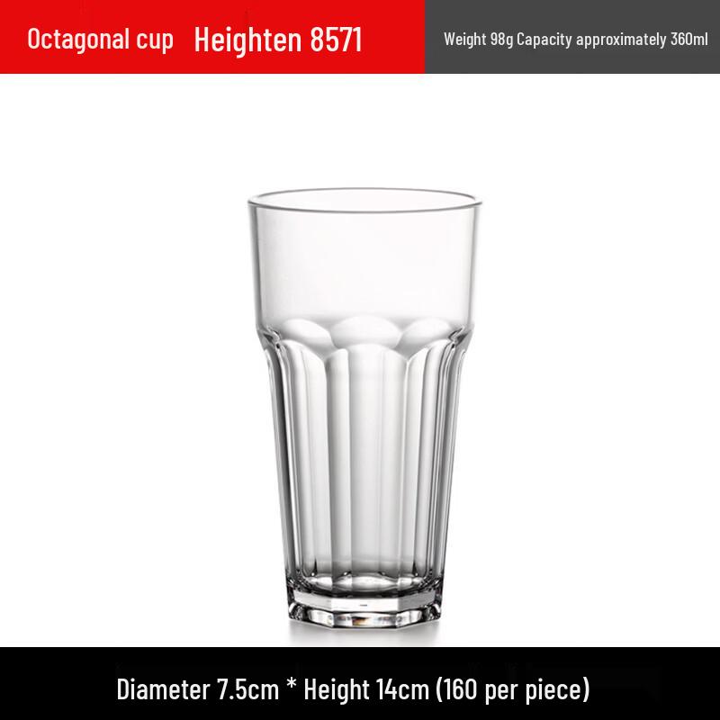 PC Transparent Octagonal Tall Drinking Glasses (20-Pack)
