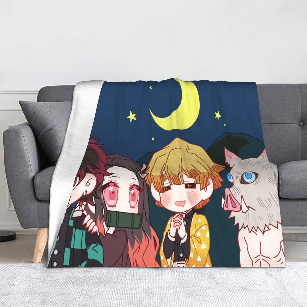 Kyojuro Rengoku Kimetsu No Yaiba Blanket Velvet Spring Autumn Japanese Anime  Multifunction Throw Blanket for Sofa Bedroom Quilt