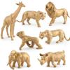 Lion Giraffe Rhinoceros Wildlife Gold Figurine Desktop Ornament Set Display Gift
