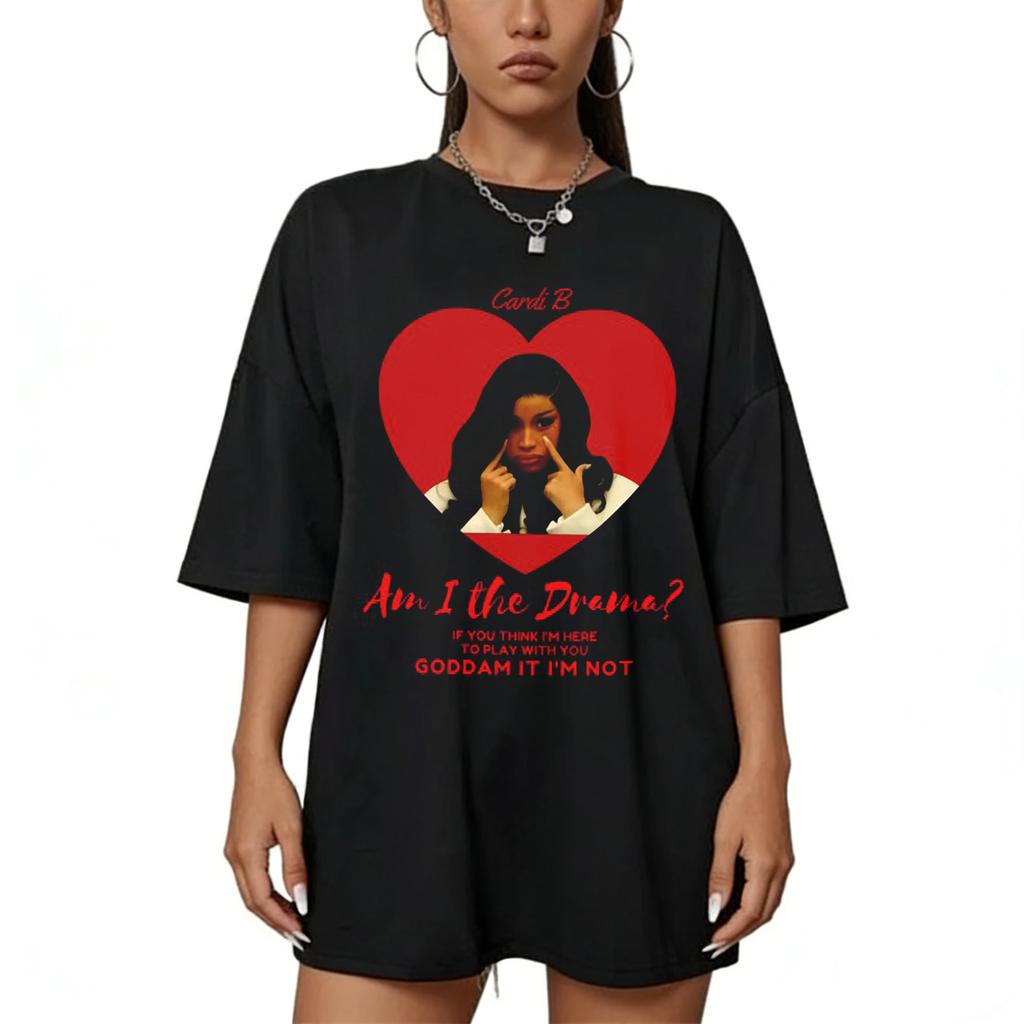 T-shirt Cardi B Little Miss Drama Tour 2026 Regalo per Fan di Cardi B Maglietta Estetica Rap Music 2026 Tour Uomo Donna Estate Casual Magliette Top
