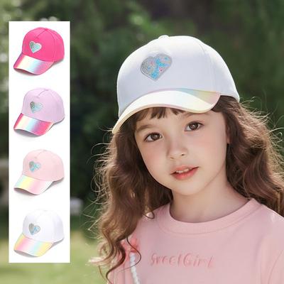 Children's Heart-shaped Sequin Hat Girl's Fashionable Sun-protective Baseball Cap