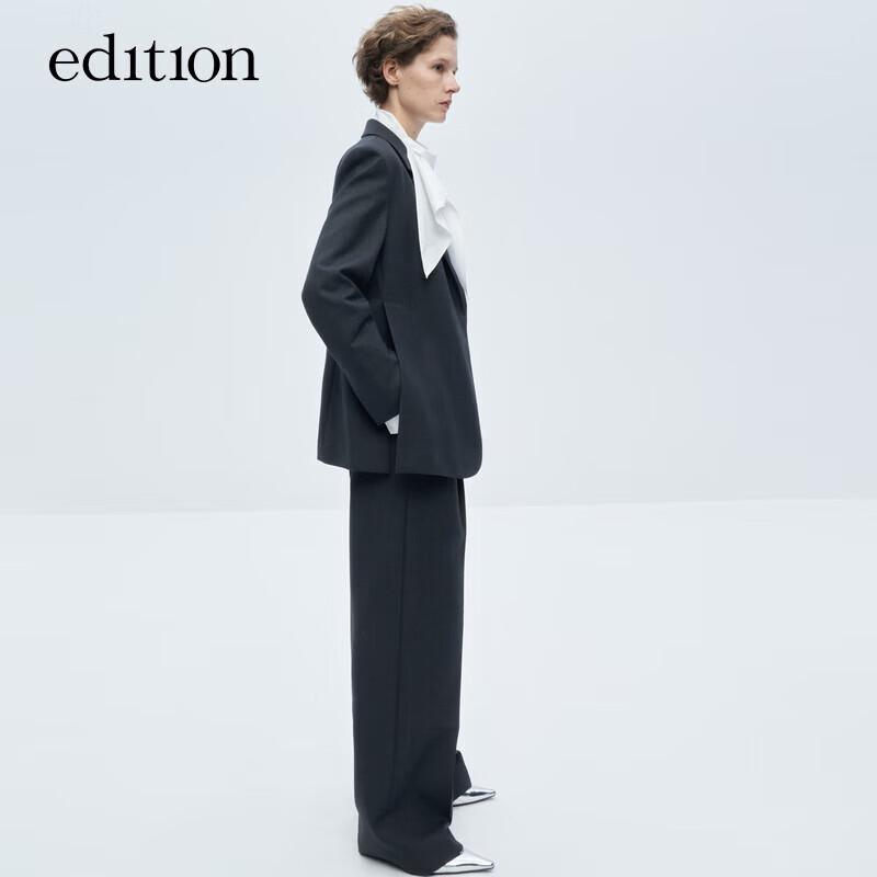 

Женские брюки широкие от бедра со складками из смесовой шерсти L 170