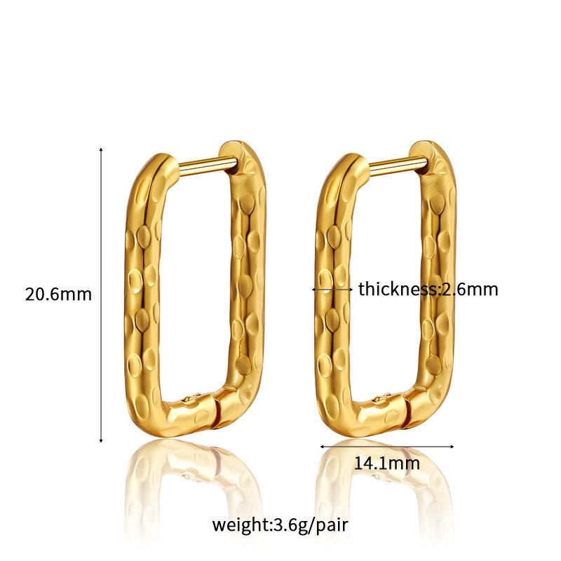 

Gold Hypoallergenic Square Earrings with Star Filigree and Embossed Patterns