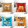 Retro Classic Wine R-Ricard Beer 3 Pillow Case Cotton Linen Fabric Square Zipper Pillowcase Home Decorative Living Room