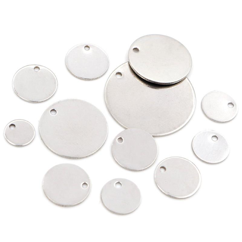 6 8 10 12 15 18 20 25mm Charms 316 Stainless Steel Gold Plated Round One Hole Charm DIY Necklace Pendant Jewelry Finding