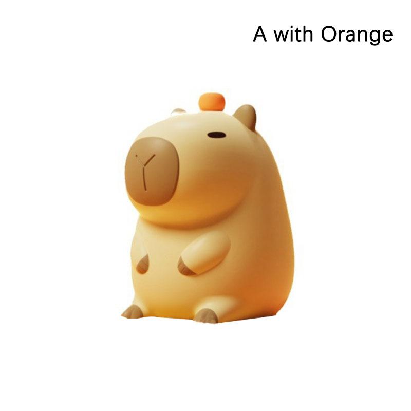 Capybara Nattlys, Nyhet Tegneserie Capybara Form Lampe Myk Silikon Med Oppladbar Og Berøringskontroll