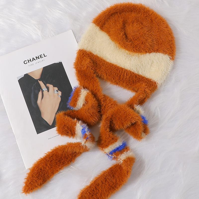 

Теплая балаклава на осень и зиму, вязаная шапка на осень и зиму, многоцветный теплый чехол для шеи, шапка-мешок для головы, шапка для защиты шеи, женская average size (56-58cm) тёмно-рыжий