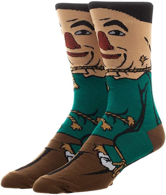 Movie Wizard of oz Scarecrow 360 Character Crew Socks New XL