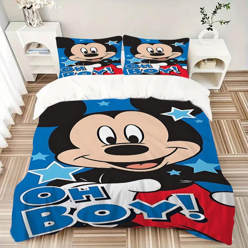 3pcs set Mickey Mouse1pc of quilt cover+2pcs of pillowcase, no core, print bedding, All Seasons Bedroom Setting101