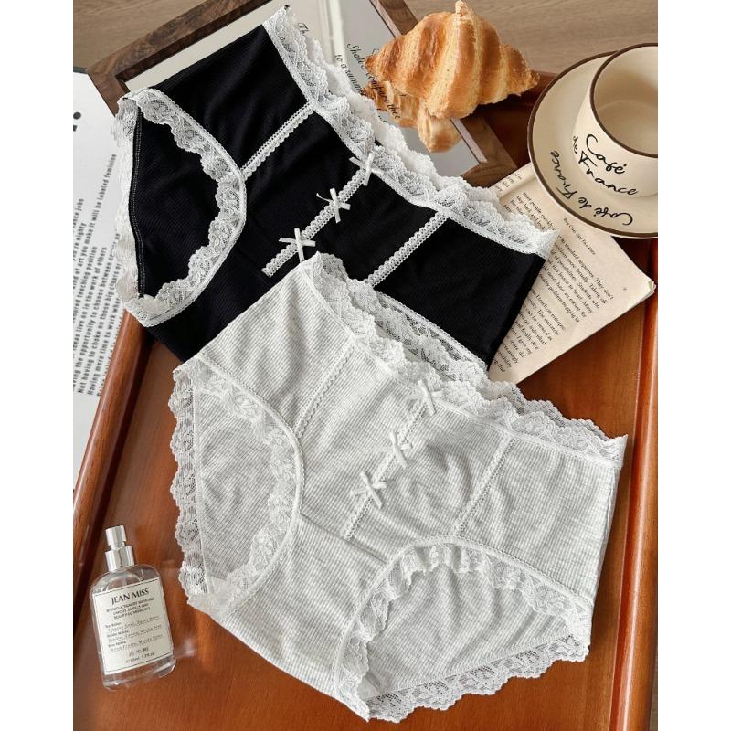 Women Plus Size High Stretch Lace Panties Antibacterial Cotton Crotch Sexy Thin Breathable Triangle Briefs