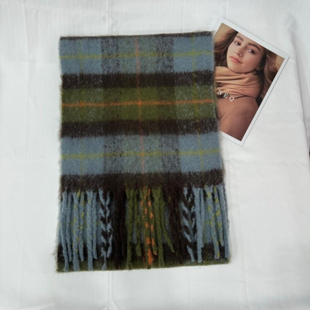 Warm Circle Yarn Shawl Cold Proof Winter Neck Scarf Wrap Women Plaid Tassel Scarf  Outdoor