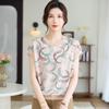 Mother's Short-Sleeve Knitted Base Layer - Chinese Style Round Neck Top for a Youthful Look
