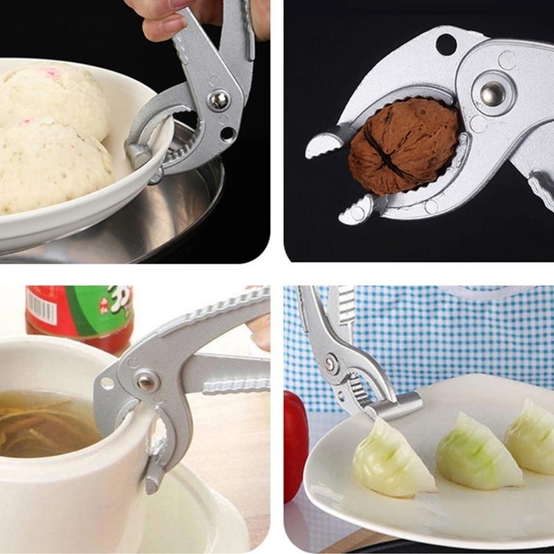 Ergonomic Handle Heat Resistant Tongs Clamp Aluminum Hot Plates Gripper Bowl Holder Clip Multipurpose Nut Cracker Tool