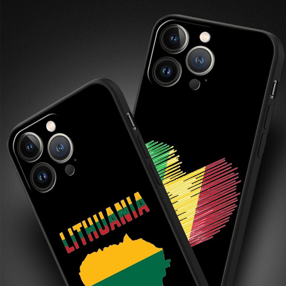 Flag of Lithuania Flag Luxury Phone Case For iPhone 13 15 14 12 Mini 11 Pro MAX XR X SE XS 7 8 Plus Silicone Protection Cover