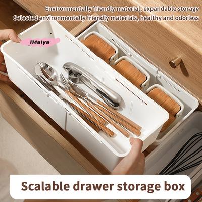 M-1Pc Drawer Organizer Expandable Utensil Tray For Kitchen Adjustable Flatware Stationery Cosmetics Holder Cutlery Storage Box