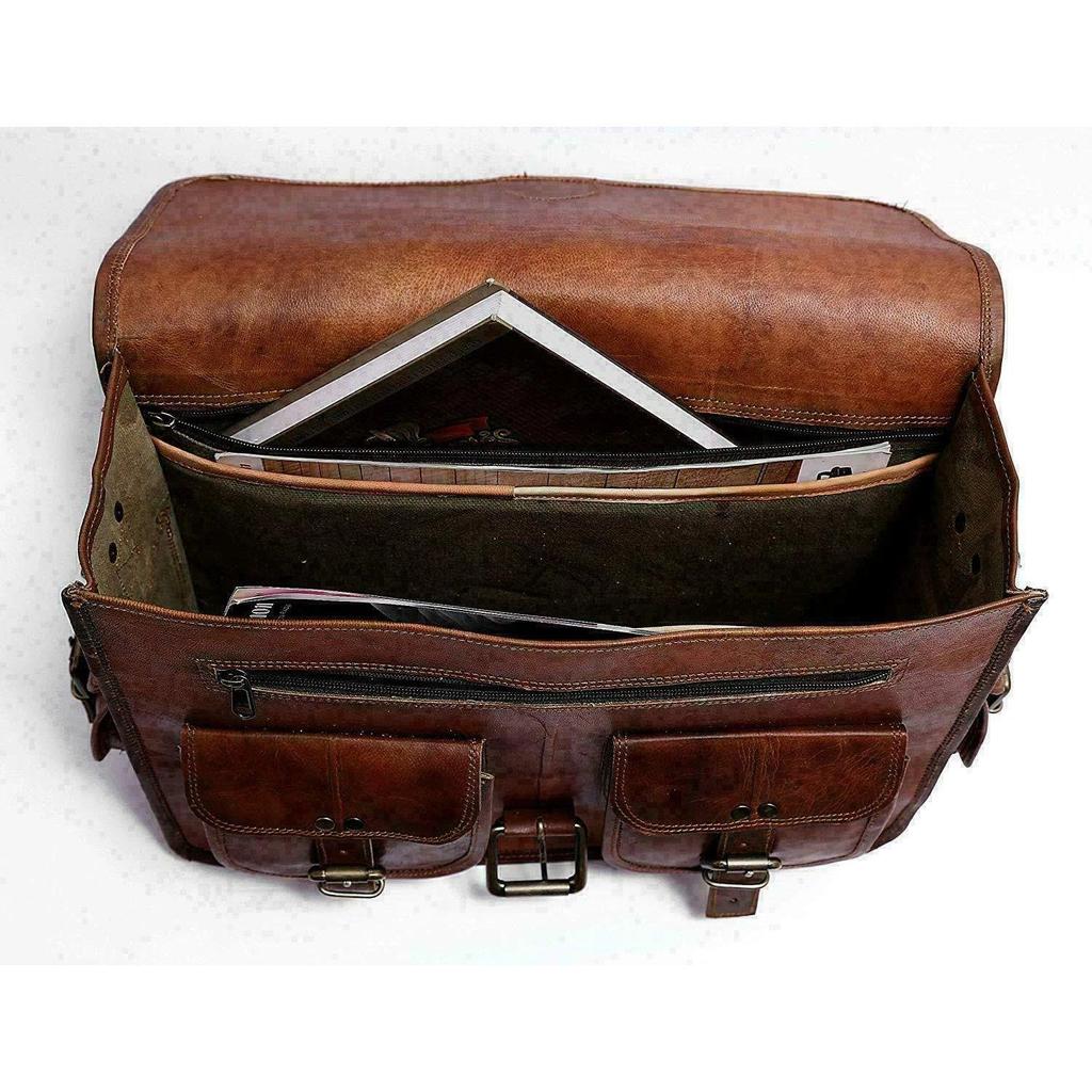 Leather Brown Messenger Shoulder Laptop Briefcase Business Bag New Men's Vintage