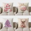 Home Decor Cute Snowman With Flowers Throw Pillow Pattern Cushion Cover Suitable For Sofa Bedroom Car Pillow Cover