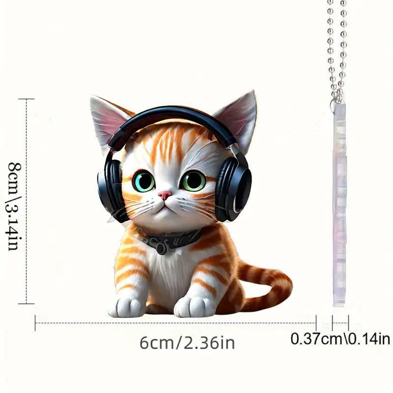 2D Acrylic Cute Cat Rearview Mirror Decoration Pendant, Backpack Keychain Decoration Pendant, Home Decoration