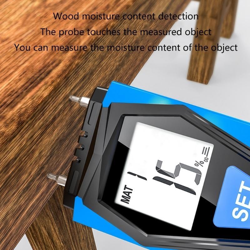 Digital Moisture Detector Meter Tester Temperature & Humidity Testing Water Leak Detector Moisture Tester Pin