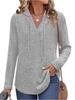 2025 Autumn/Winter Women's Plus Size V-Neck Hooded Ribbed Long Sleeve Loose T-Shirt