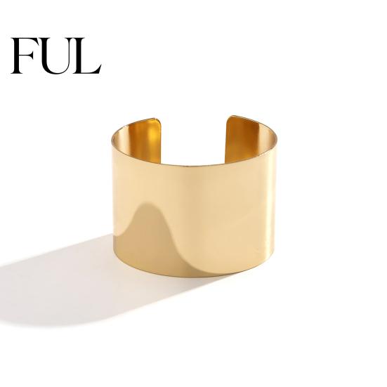 Personalized Arm Cuff Women Bracelet Exaggerate Vintage Punk Boho Smooth Stainless Metal Lady Adjustable Opening Bangle Wide Wrist Jewelry