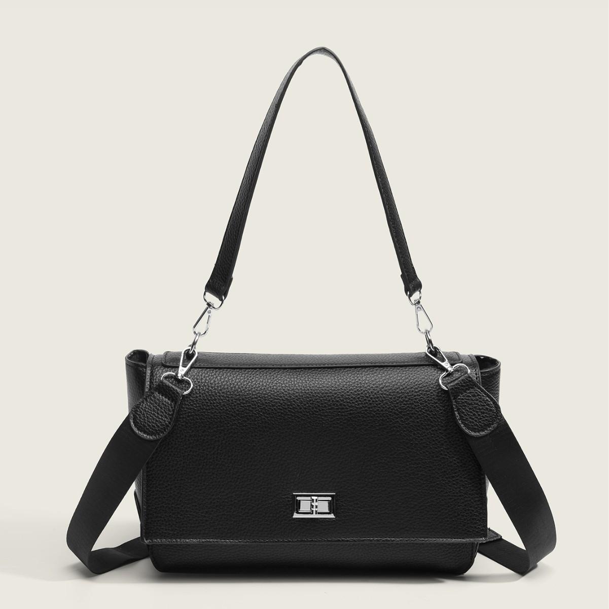 

2025 new Korean version simple large-capacity tote bag soft leather shoulder bag women s casual messenger official bag women s чёрный